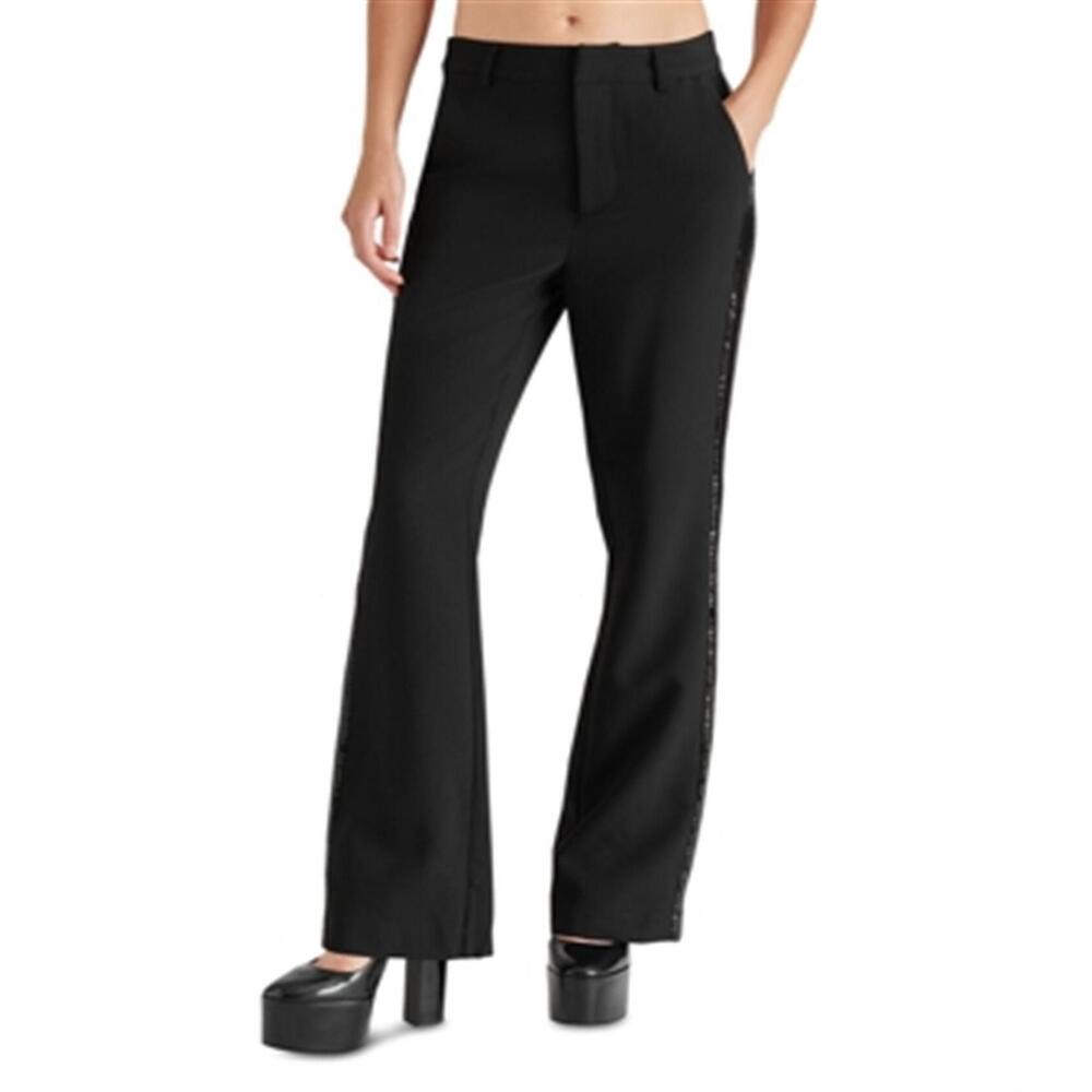 NEW STEVE MADDEN waverly sequin stripe kick flare pants in black